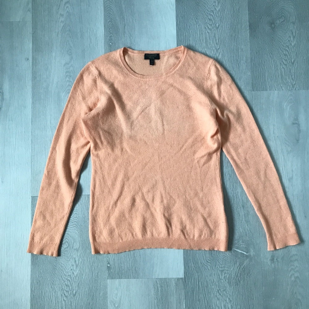 CHARTER CLUB CASHMERE SWEATER CREW LONG SLEEVE ORANGE MANGO LARGE
